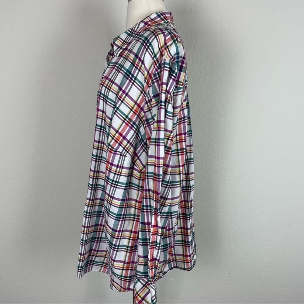 Talbots Multicolor Plaid Button Down Top 3x - image 4